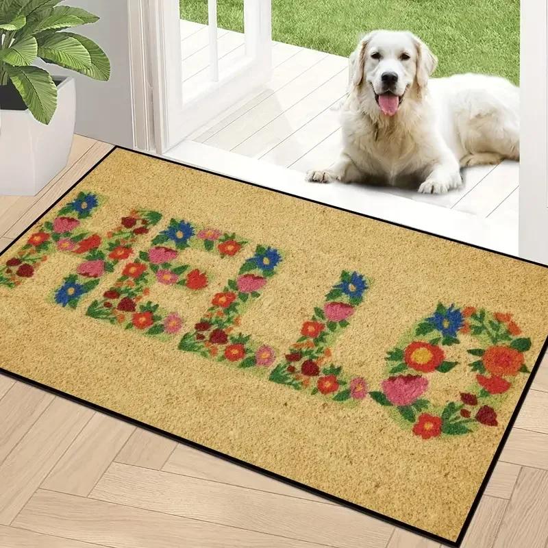 Flower Print Home Floor Mat Non-Slip Easy Clean Decoration Carpet Kitchen Area Rug Living Room House Washable Welcome Doormats