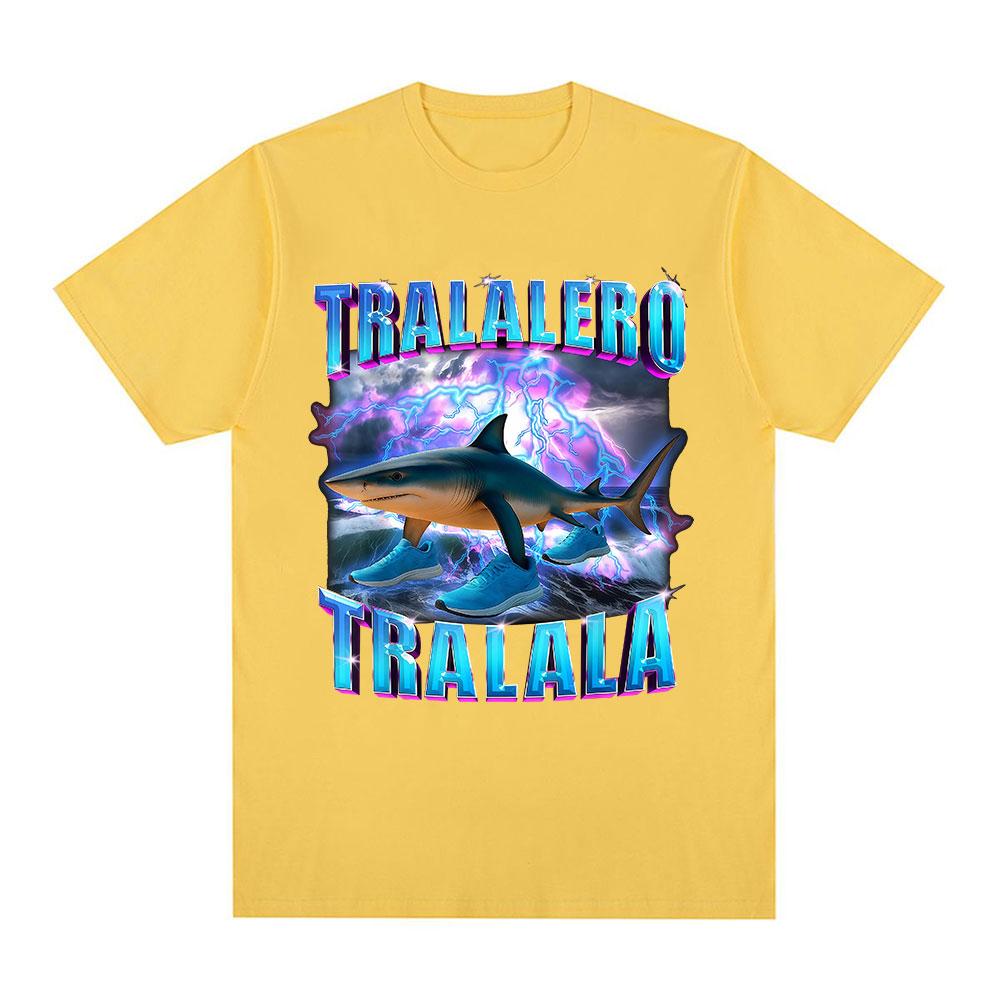 Tralalero Tralala Italian Brainrot Funny Shark Meme Graphic T-shirts Men's Women Clothing Fashion T Shirts Summer Cotton T Shirt