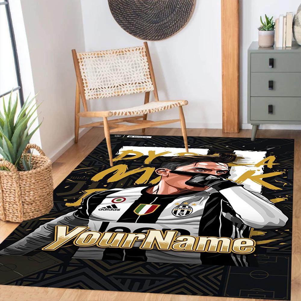 Juventus Customized Name Floor Rug Office Rug Design for Balcony Living Rooms Kitchen Entryway Antislip Carpet Anime Office Decor