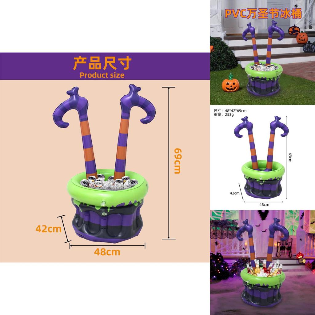 Halloween Witch Ice Bucket With Inflatable Pvc Cold Drink Dispenser For Party Decor