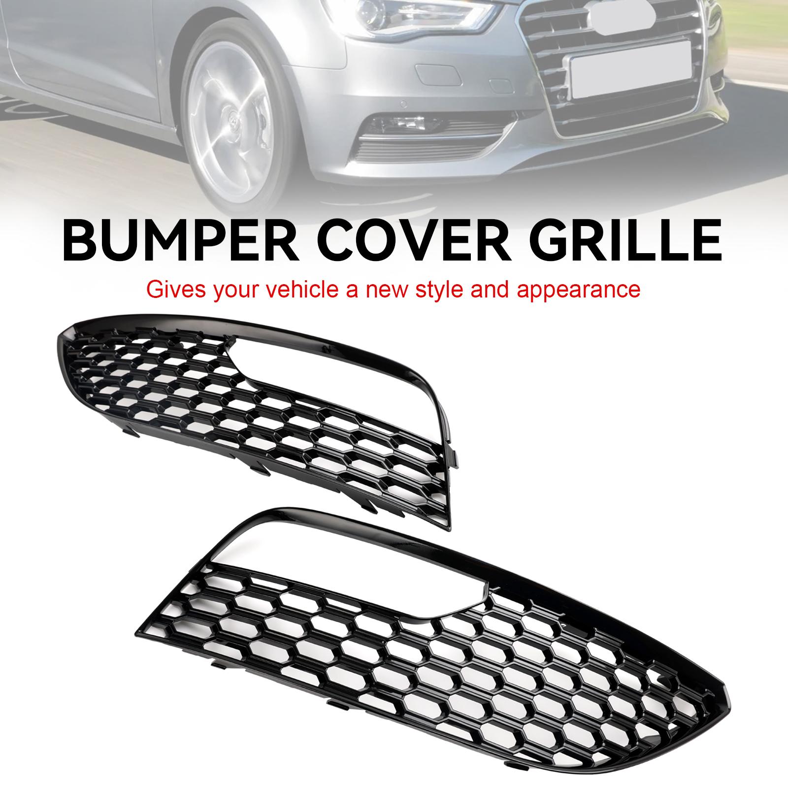 2PCS Front Bumper Fog Light Surround Cover Grille Fit A3 2012-2016 Mesh