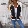 Spring Coat Fall Women Jacket Colorblock Zipper Closure Long Sleeves Hooded Autumn Winter Fake Chest Pocket Decor Lady Daily Wear