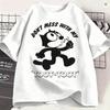 Ffelixs Black Cat Unisexs T Shirt Alien Abduction Vintage Tees Short Sleeve Crew Neck Tshirts Cotton Plus Size Clothing