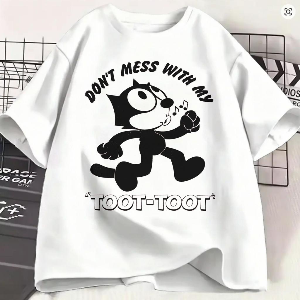Ffelixs Black Cat Unisexs T Shirt Alien Abduction Vintage Tees Short Sleeve Crew Neck Tshirts Cotton Plus Size Clothing