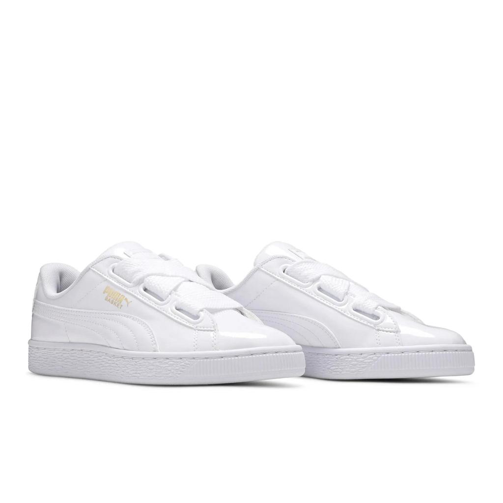 Puma Womens Basket Heart Patent 'White' (women's sizes) White / White Skate Shoes 363073 02