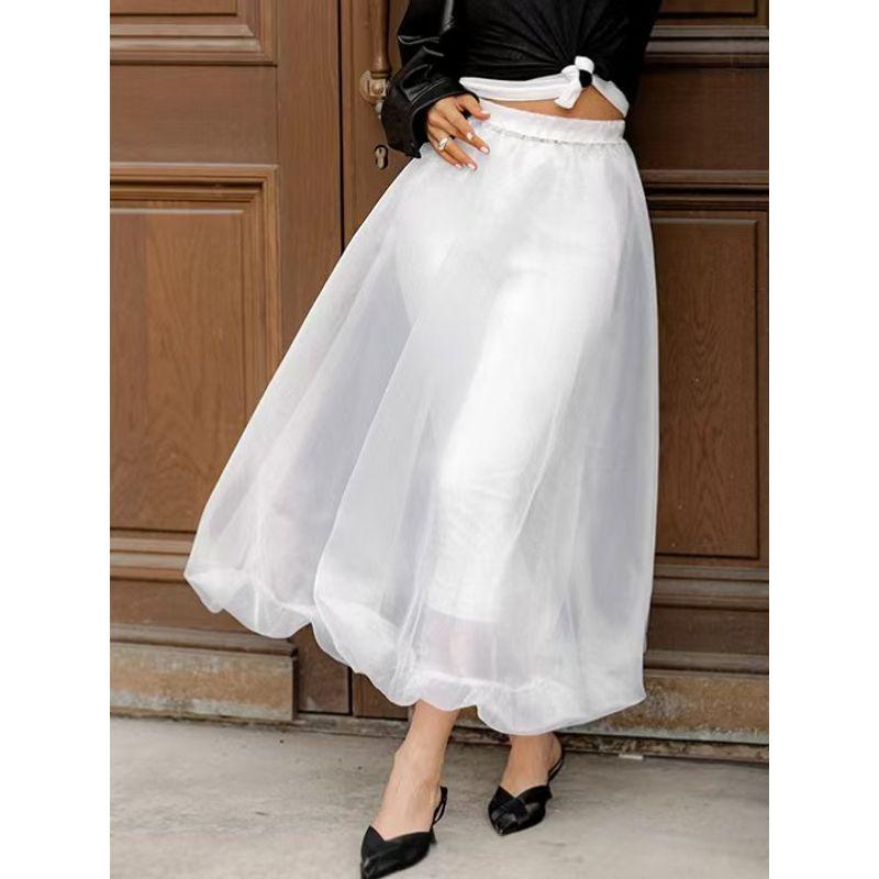 

Fashion New Arrival Sexy See-through Mesh Skirt Sexy Perspective Half Length Skirt White S