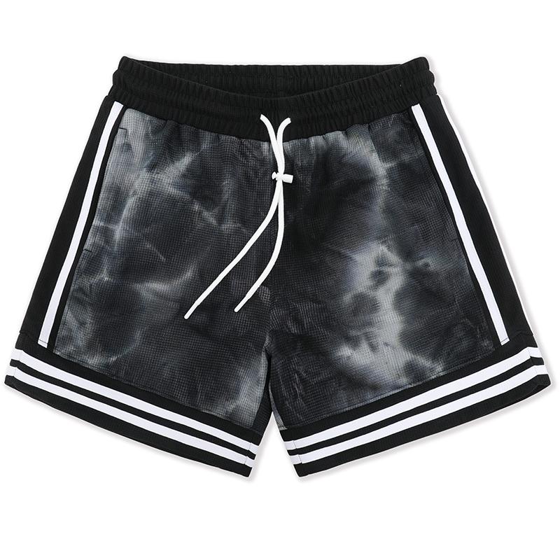 Męskie spodenki do biegania w stylu tie-dye, kolorowe, z hawajskim nadrukiem, spodnie plażowe z kieszeniami, codzienne spodenki sportowe, odzież treningowa