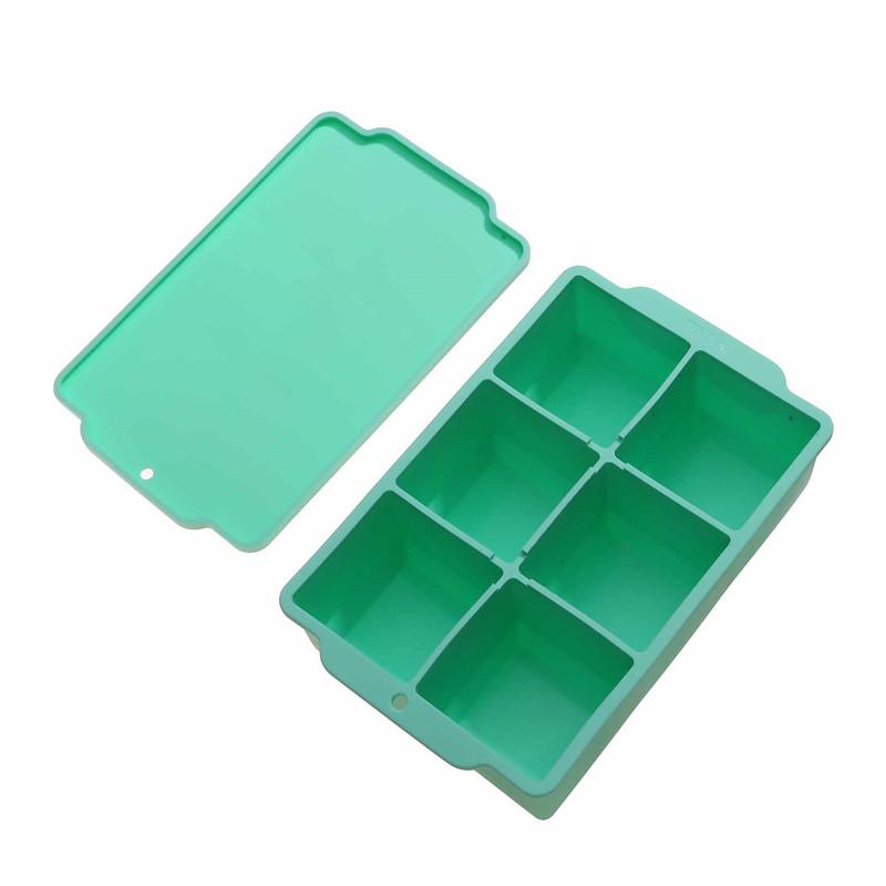 6 Grid Big Ice Tray Mold Giant Jumbo Large Food Grade Silicone Ice Cube Square Tray Mold DIY Ice Maker Ice Cube Tray