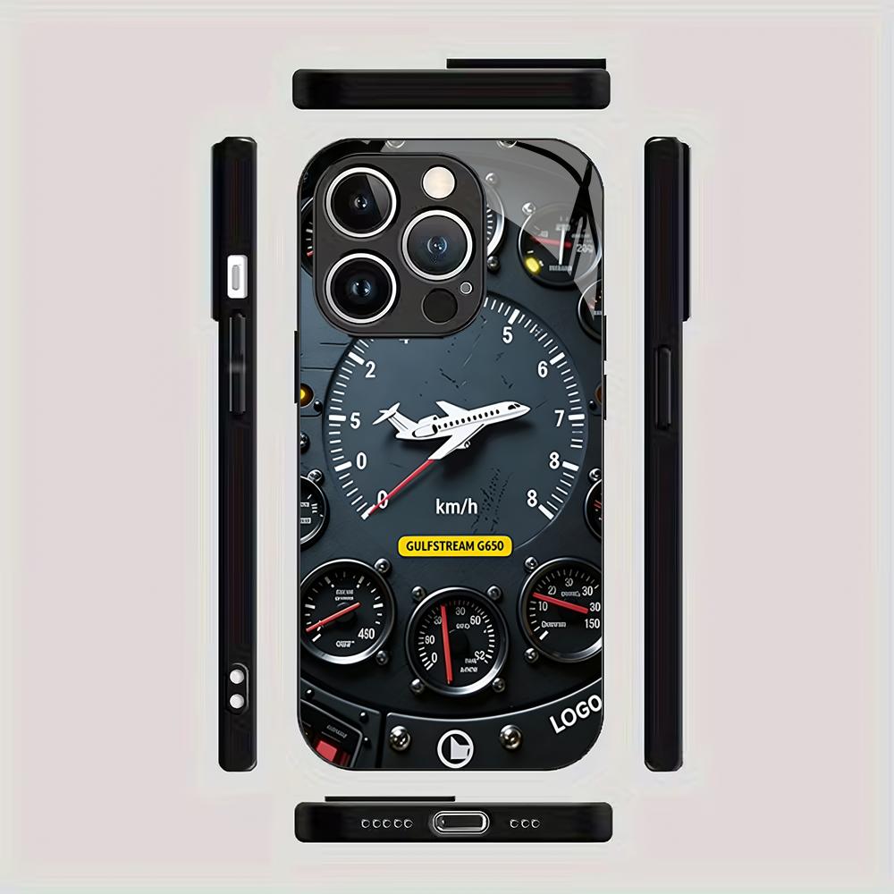 Fashion dashboard pattern tempered glass phone case suitable for iPhone 17 16 15 14 13 12 11 Pro Max Plus shockproof back cover