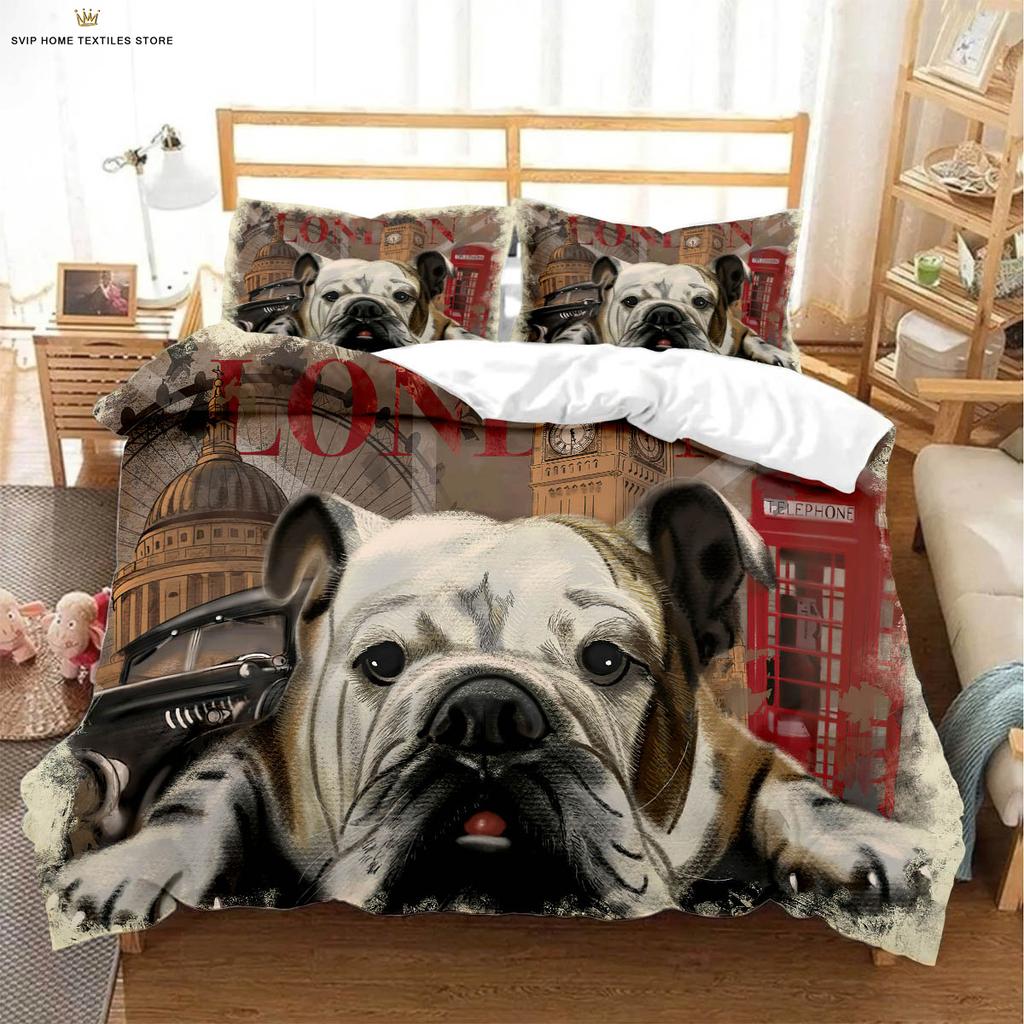 Comforter Cute Dog Animal 3D Stereo Printing Bedding Set Three-Piece Set Can Be