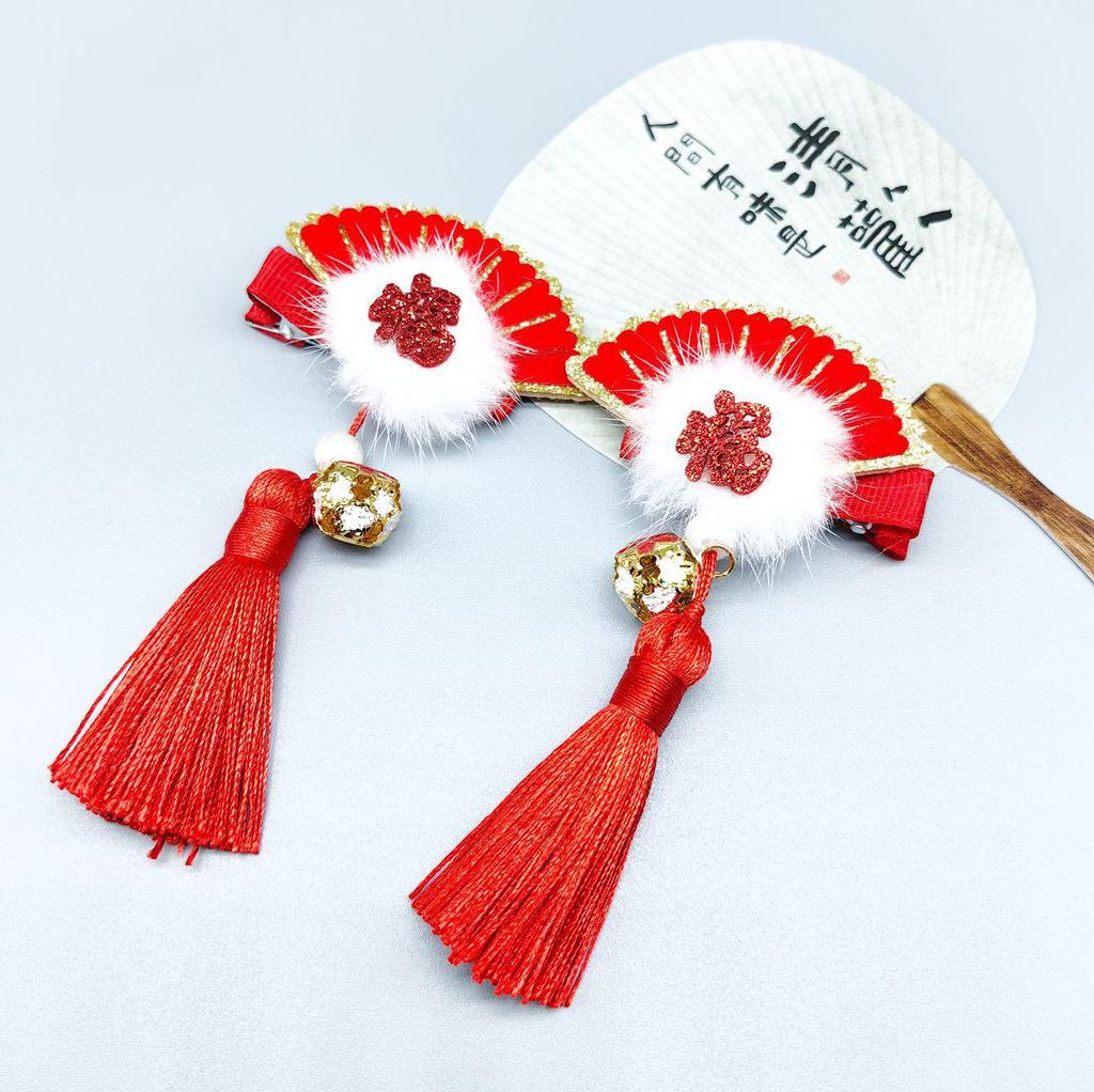 Chinese New Year Hanfu Headdress: Girls' Ancient Style Hair Clip & Flower Hairpin