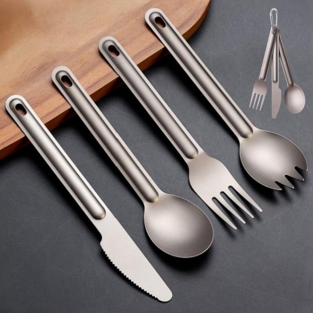 Long Handle Titanium Spoon Light Titanium Cutlery Fork New EDC Environmental