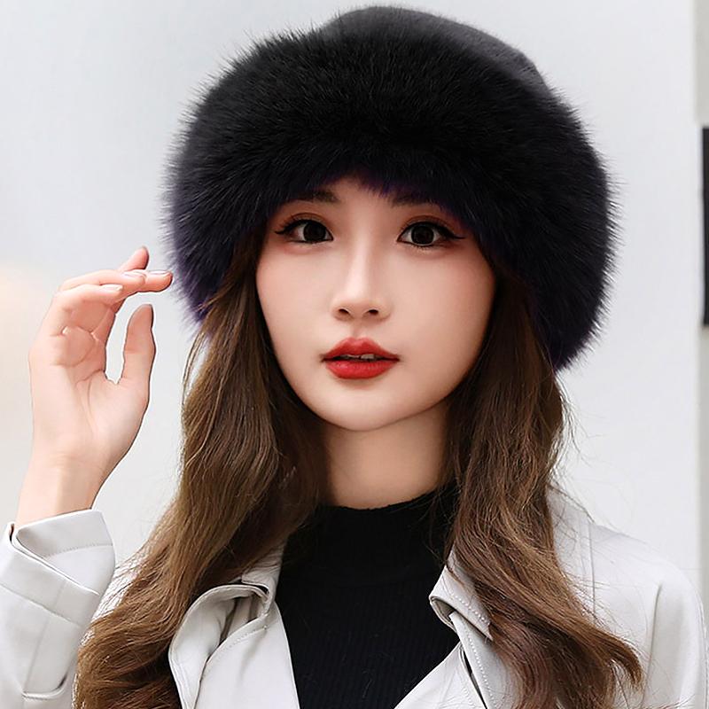 

Женская теплая мягкая однотонная панама из искусственного меха, пушистые плюшевые шапки, утолщенная элегантная зимняя роскошная шапка