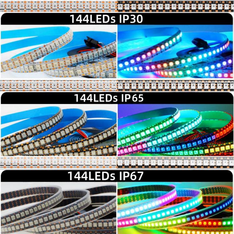 1/3/4/5M DC12V WS2815 LED-Streifen Individuell Adressierbares Pixel-IC-Lichtband 30/60/74/96/144 LEDs/m 5050 RGB Flexible Lampenleiste
