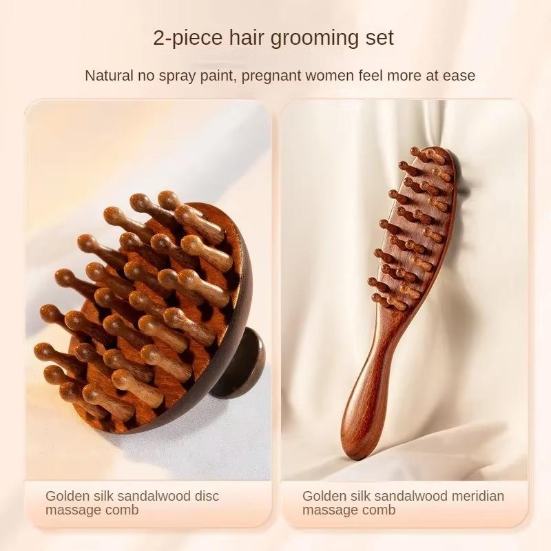 Wooden Therapy Massage Comb Scalp Head Massager Multi-Functional Natural Sandalwood Hair Brush Guasha Scraping Body Massage Tool