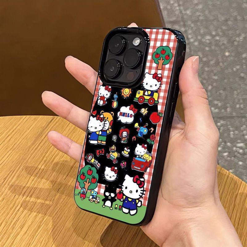 Niche mobile phone case red plaid Hello Kitty iphone11promax Apple 11/11 protective case non-slip