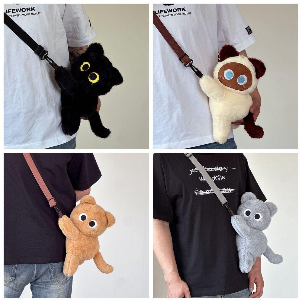 Soft Siamese Cat Shoulder Bag Stuffed Animal Plush Toy Backpack  Birthday Gifts