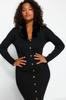 Women's Fashion New Plus Big Size Dress Black Fur Collar Knitwear Dress