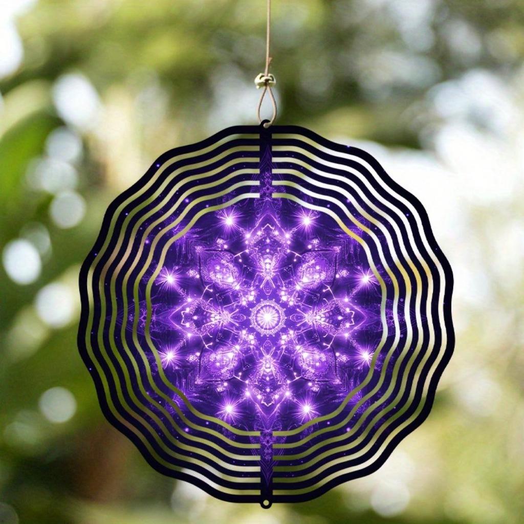 10 Inch Snowflake Wind Spinner Hanging Decor 360 Degree Rotating Hook Elegant Wind Chime for Garden Balcony Spring Summer
