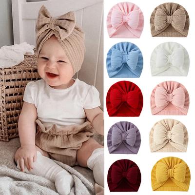 Cotton Baby Turban Headwrap Newborn Bowknot Floral Hat Breathable  Unisex 0-18M Infant Headband Solid Color Photography Prop