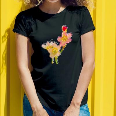 Spring Themed Womens Short Sleeve Cotton T Shirt Floral Print for Casual Outings Young Women with a Chic and Fresh Style