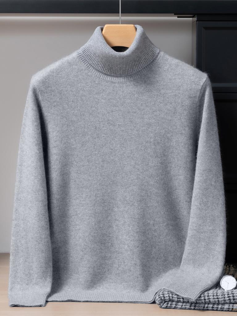 2025 new pure cashmere shirt men's high lapel thickened sweater solid color versatile cashmere knitting