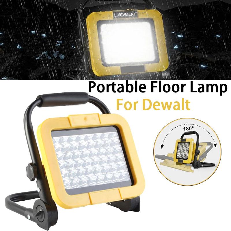 50W 10000LM Work Light For Dewalt 20V Li-ion Battery Cordless Flood Lights Construction Light Flashlight for Camping Hiking Jo
