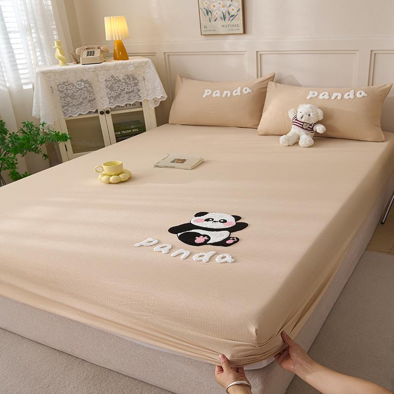 Washed Cotton Fitted Sheet Single Piece New Mattress Cover Protective Cover Bed Sheet Cover Student Dormitory Machine Washable