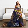 Professional Basketball Athlete Flannel Blanket Quality Soft Warm Purple Throw Blanket Winter Airplane Travel Bed Fun Bedspread