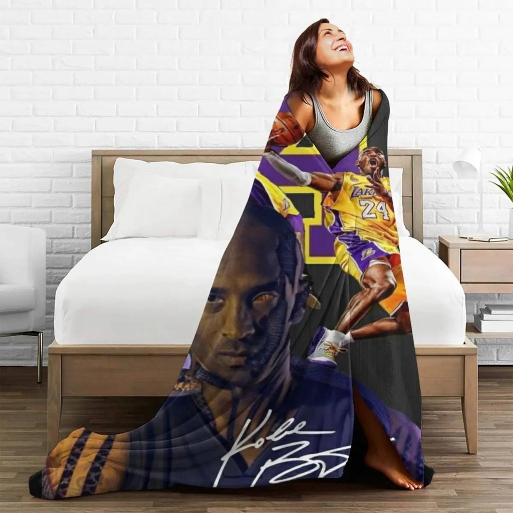 Professional Basketball Athlete Flannel Blanket Quality Soft Warm Purple Throw Blanket Winter Airplane Travel Bed Fun Bedspread