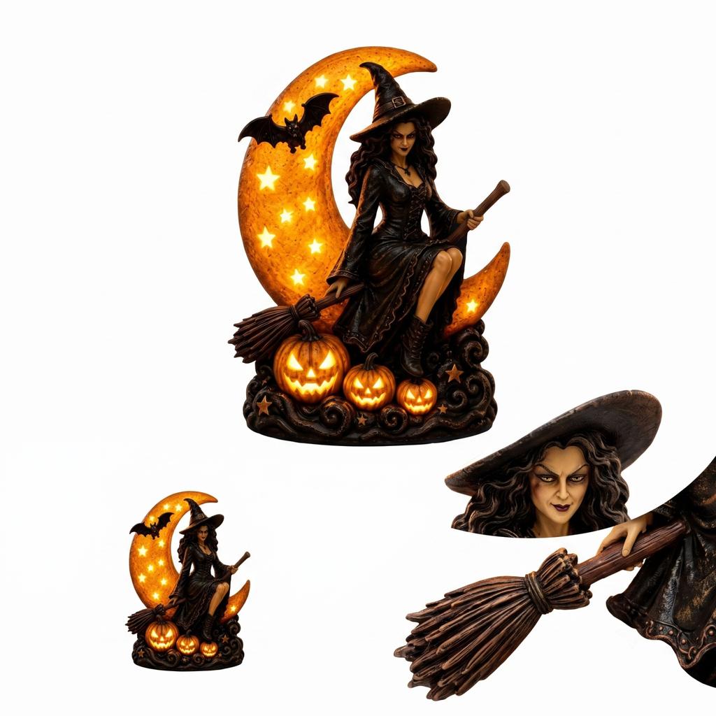 Halloween Witch Lamp - Decorative Table Light for Holiday Home Decor (1 Count)