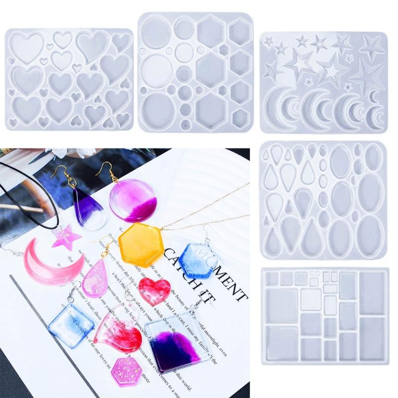 DIY Drop Earring Mold 3D Resin Pendants Moulds Fashionable Ear Jewelry Molds Silicone Material for Hand-Making Earrings
