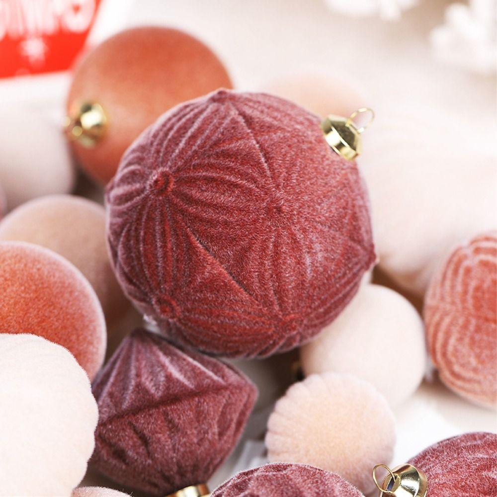 35pcs Flocked Christmas Velvet Ball Pendant Reusable Xmas Tree Ornaments  Xmas Party Favors