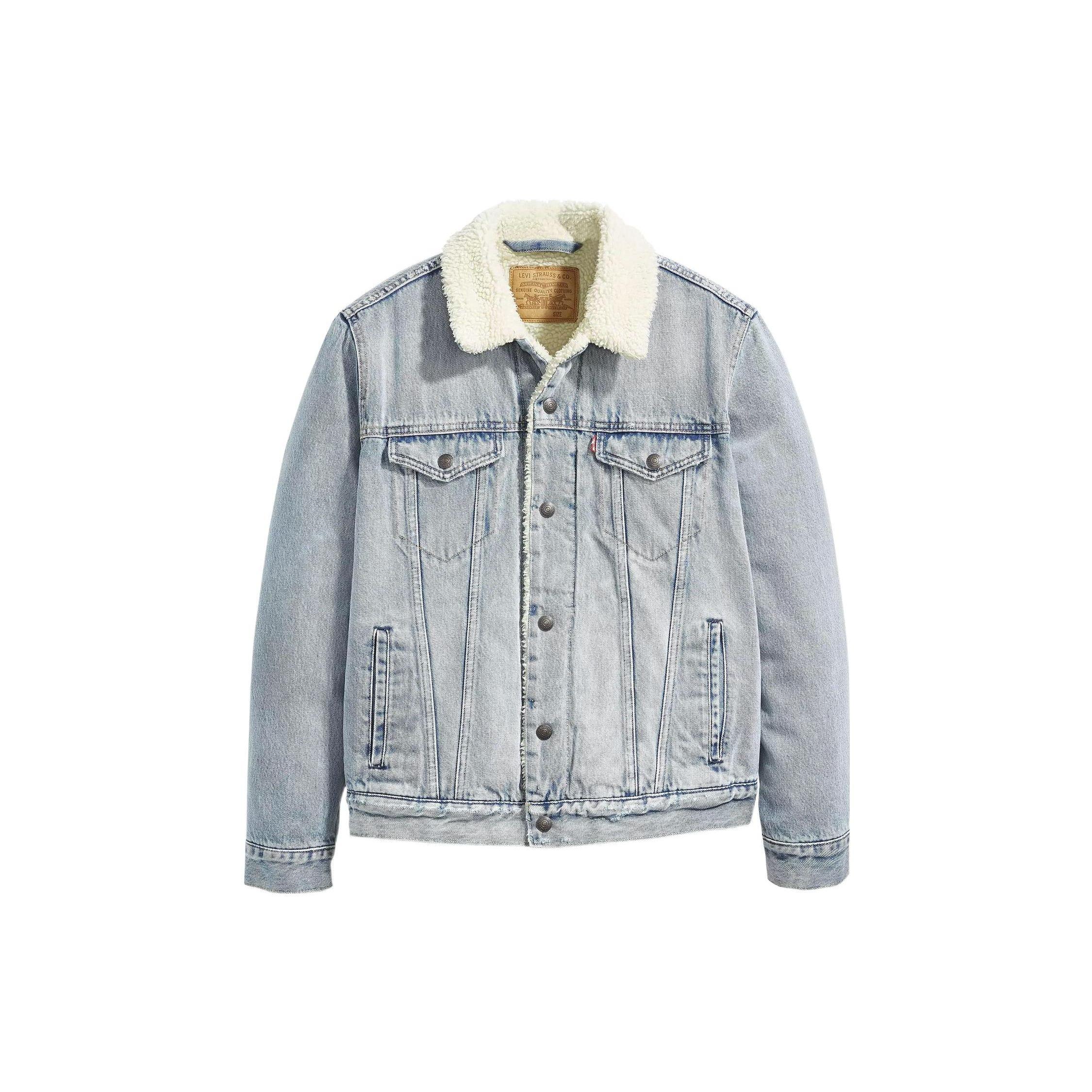 

Levis FW22 Джинсовая куртка с длинным рукавом и отделкой из вареного стриженого меха, мужская куртка, синяя 16365-0070 S