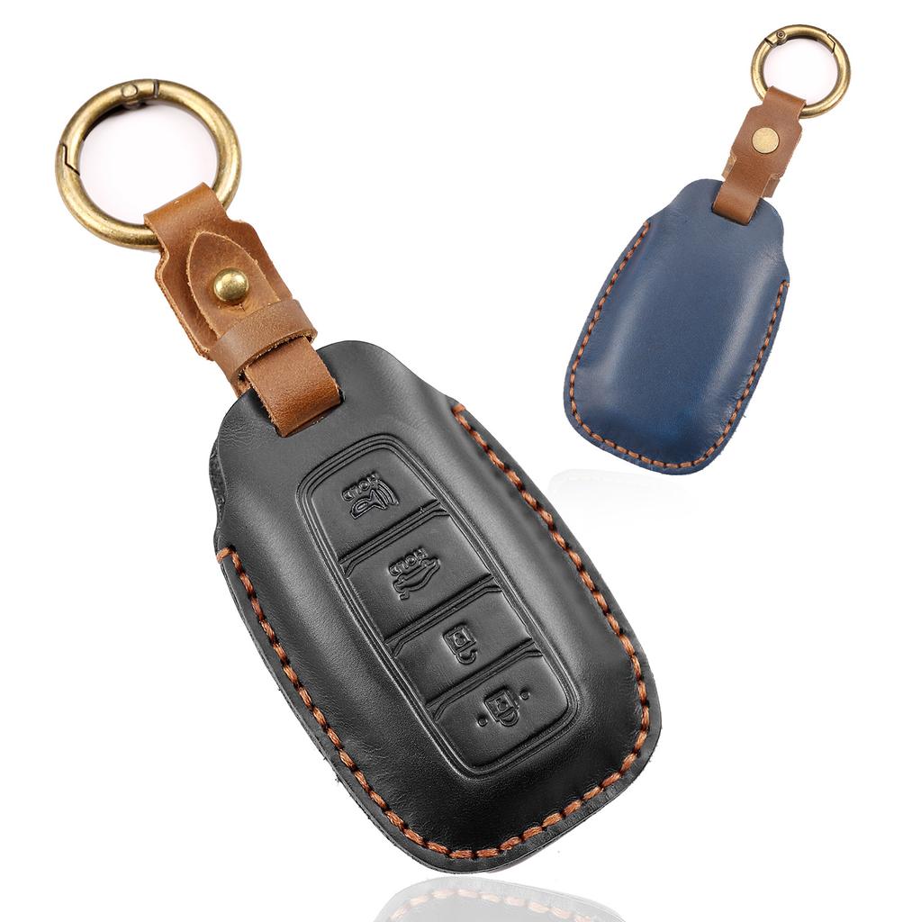Leather Car Remote Key Fob Cover Case Holder For Hyundai I30 Ix35 Kona Encino Solaris Azera Grandeur Ig Accent Santa Fe Palisade
