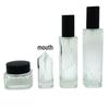 Transparent Striped Bottle Set: 120ml Essence, 100ml Toner, 40ml Foundation, 50g Cream.