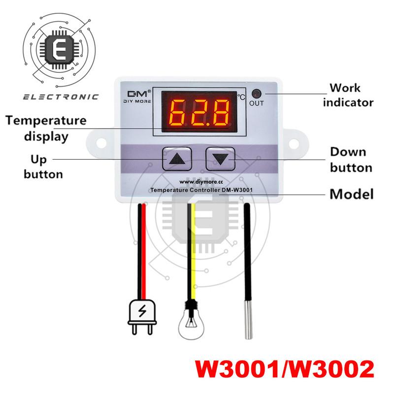 W3001 W3002 LED Digital Control Temperature Microcomputer Thermostat Switch Thermometer New Thermoregulator 12/24/110V/220V