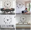 3D Large Wall Clock DIY Mirror Wall Stickers For Home Living Room Decor Frameless Quartz Clocks Self Adhesive Hanging Watches