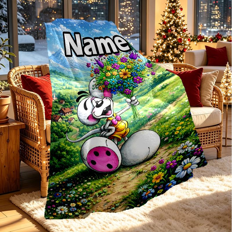 Custom Name Personalized Diddl Print Blanket, Home Decor, Bedroom, Sofa, Camping, Couch, Gifts for Birthday ChristmasEnthusiasts