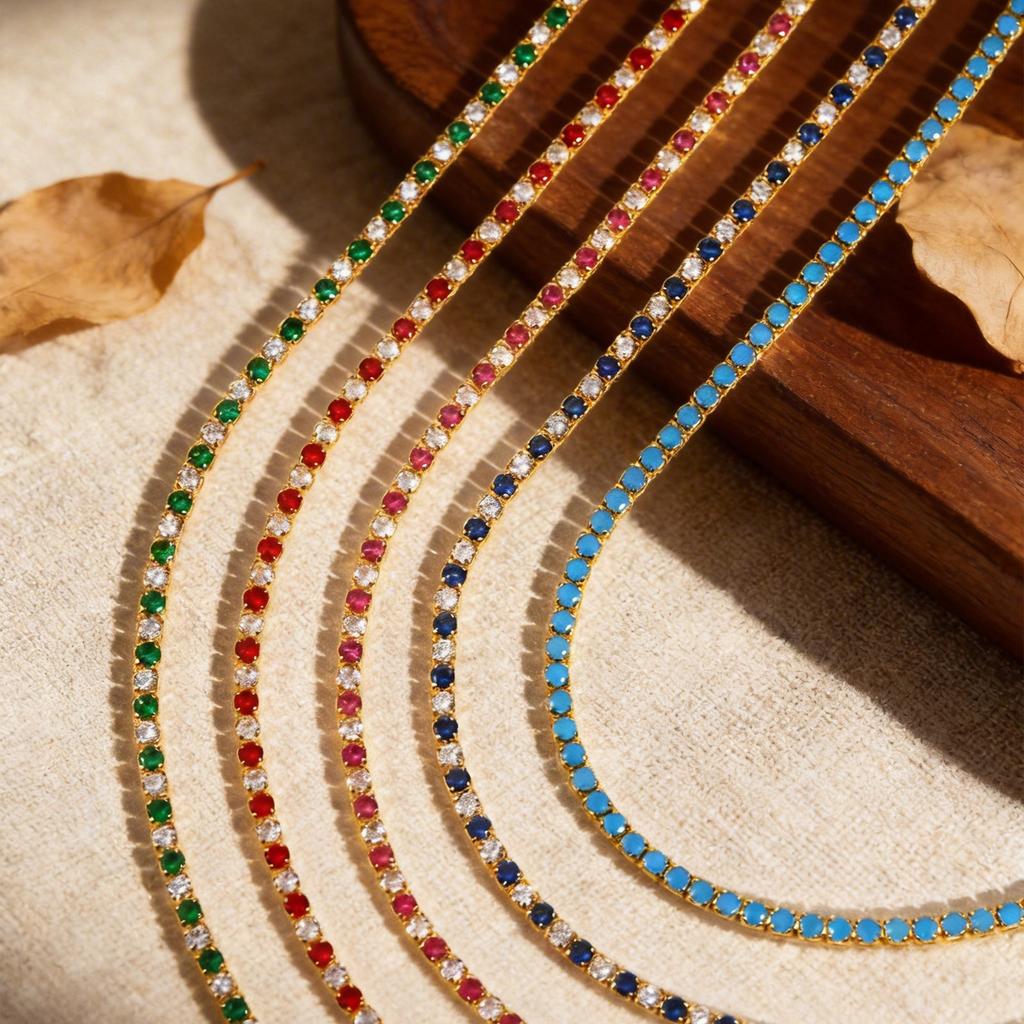 Shiny AAA+ 3mm Colorful Crystal Tennis Chain Necklace Bling Rainbow Cubic Zircon Choker for Women Party Fine Jewelry Gift
