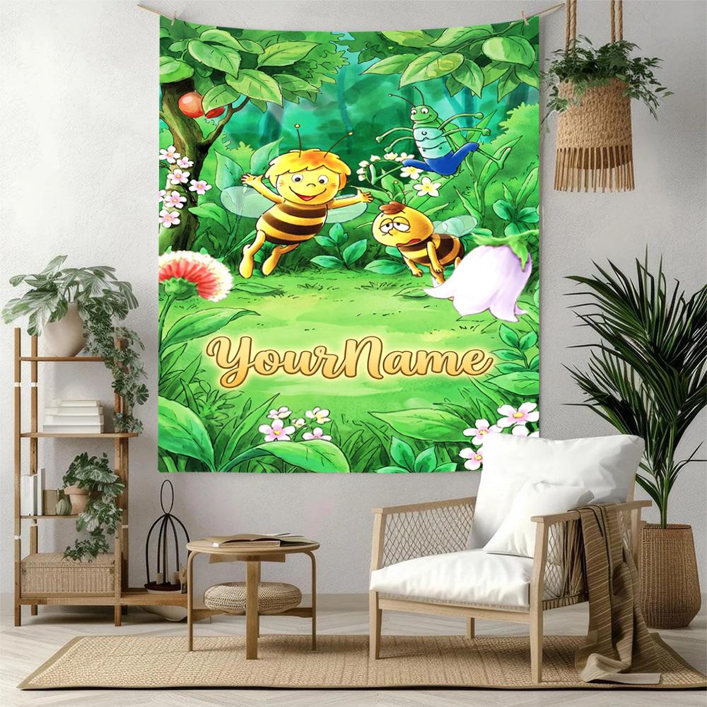 Biene Maja Custom Your Name Wall Decor Tapestry Art For Pet Memorial Birthdaywedding Party Backdrop Family Gift