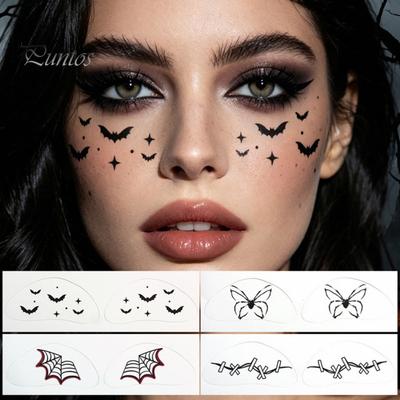 Spooky Halloween Party Supplies Makeup Eye Temporary Tattoos, Waterproof Spider Web Bat Eyeliner Scary Face Decals Shadow Tattoo Sticker for