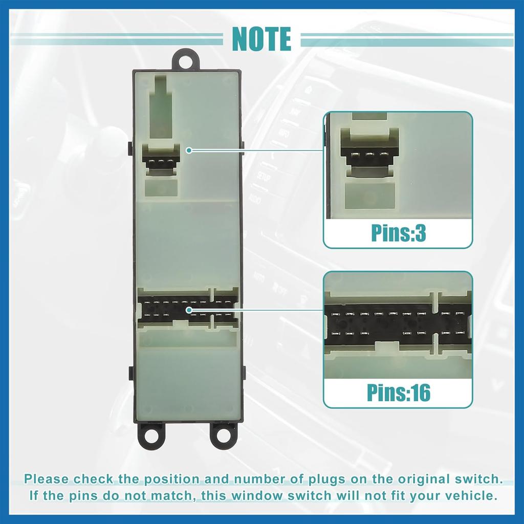 Front Left Driver Side Master Power Window Switch Fit for Nissan Armada Titan 2004 2005 No.254017S200 - Pack of 1 Black Item Replacement