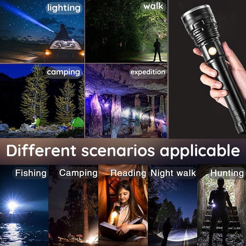 50W High Power CREE XHP-70 Outdoor Professional Hunting LED Flashlight 26650 Lithium Battery