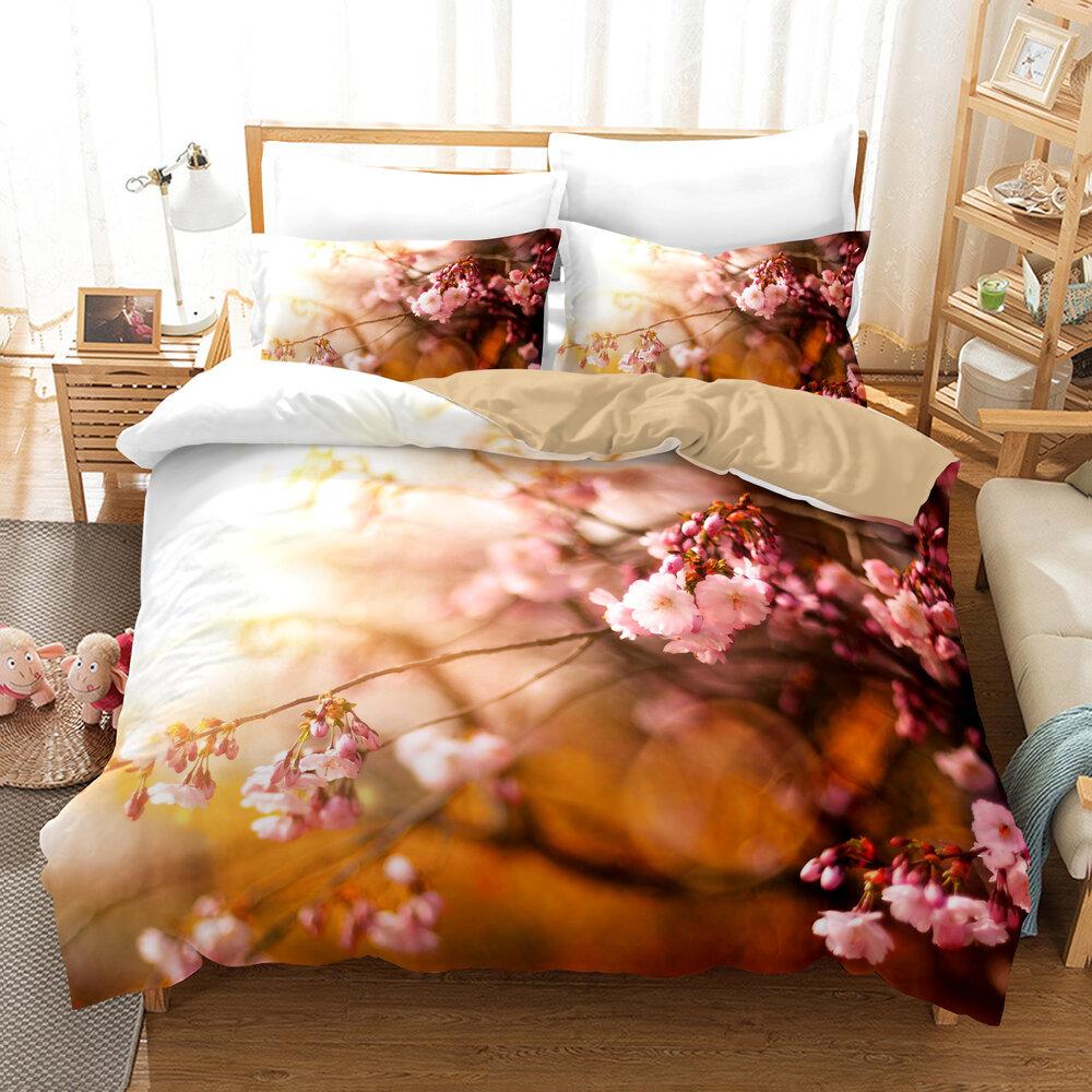 Kiraz Çiçeği Manzarası, E-Ticaret Üç Parça Amerikan 3D Dijital Baskı Seti