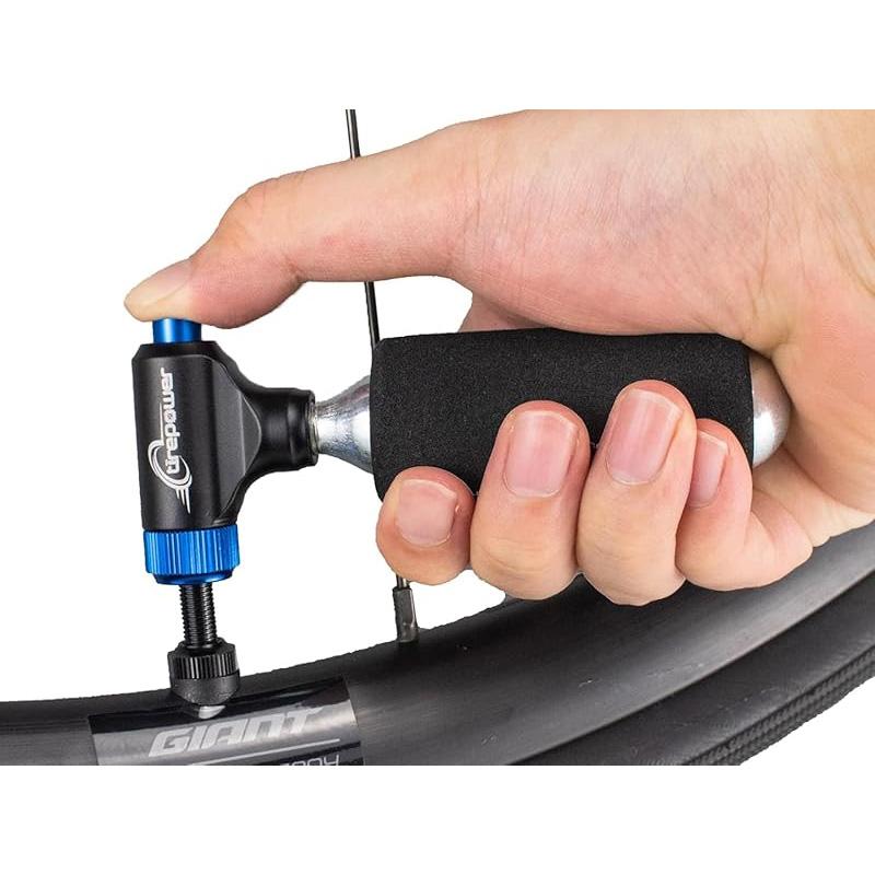 Ctrepower Aluminum Alloy CO2 Bike Tire Inflator Quick Push Button Release Fits Presta & Schrader Valves for Road & Mountain Bike