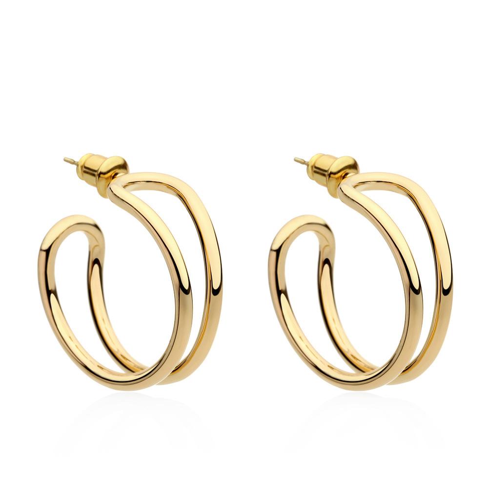 Earrings European and American style Japanese and Korean fresh and exaggerated earrings autumn and winter retro c-shaped stainless steel earrings