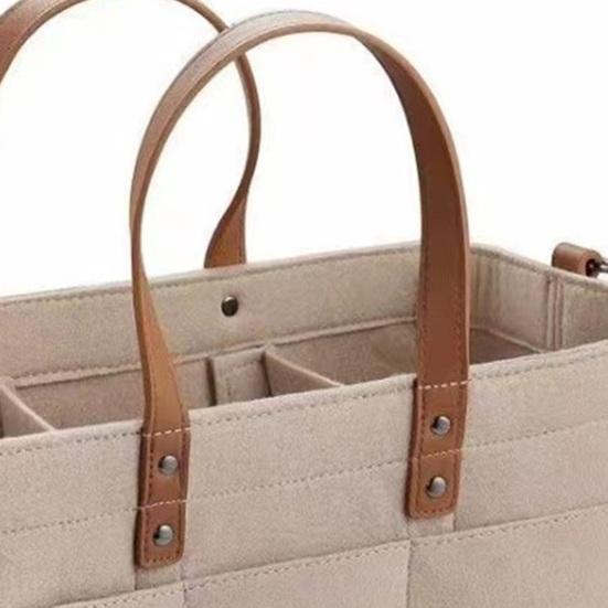 Babybleieveske Organizer Filtmateriale Stor Kapasitet Justerbar Plassoppsett Funksjonell Babyutstyrsorganisator