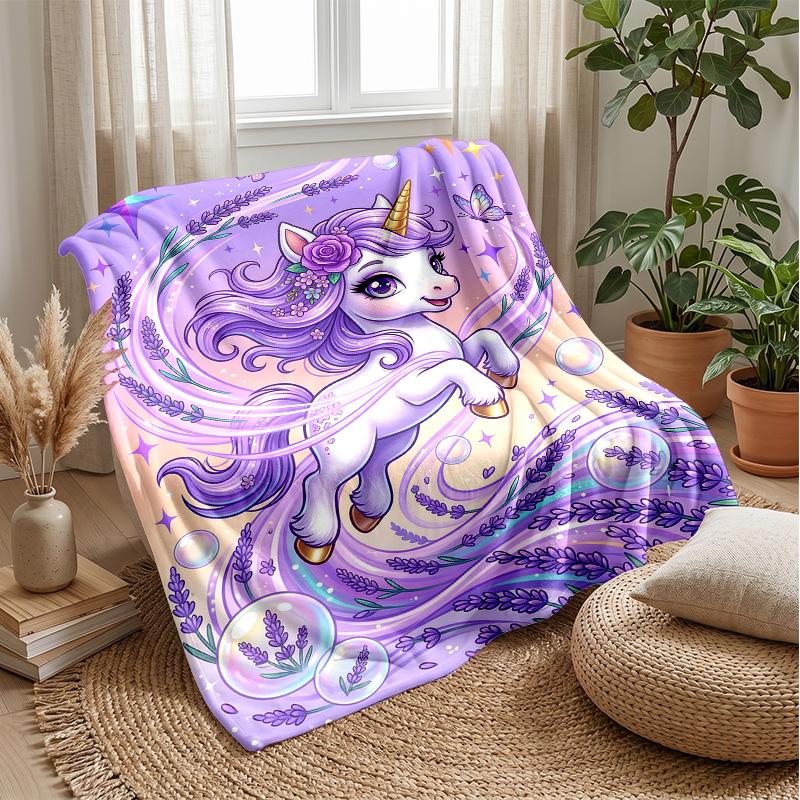 Pink Unicorn with Hearts Theme blanket Lightweight Warm Flannel Blanket Decorative Throw Blanket for Home Decoration