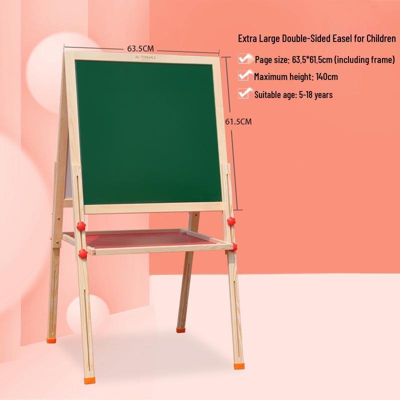 Popular Solid Wood Double-Sided Magnetic Adjustable Easel for Kids – Dust-Free, Promotes Early Learning & Creativity